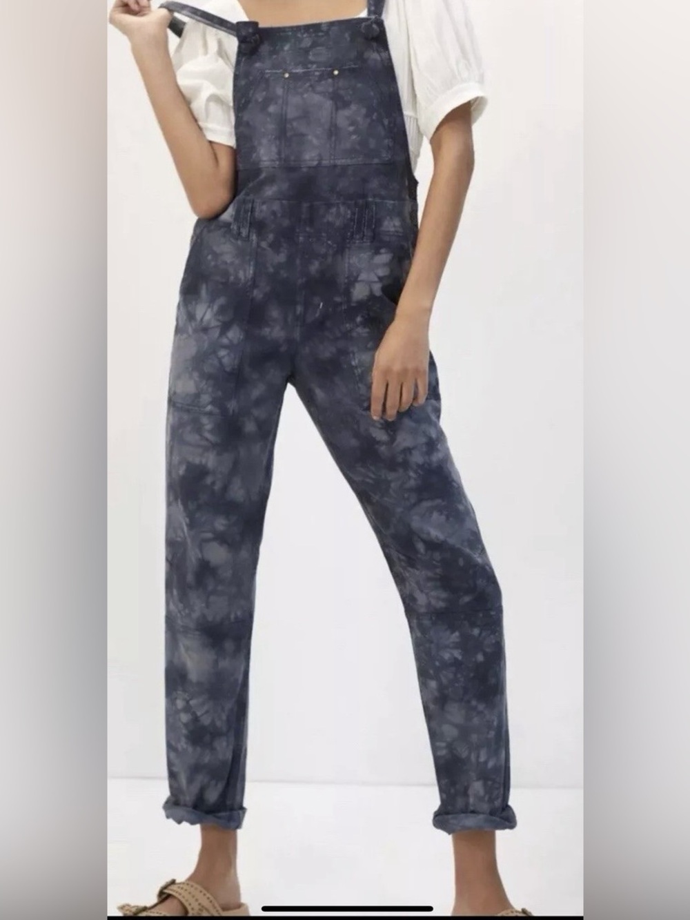 Anthropologie The Wanderer Tie Dye Relaxed Overalls Blue Travel Comfort Boho 27